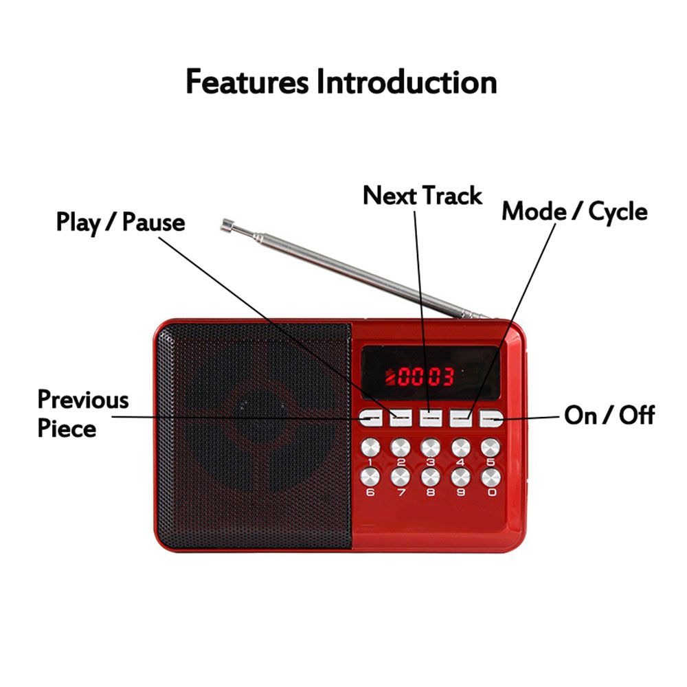 Mini Portable Radio Handheld Fm Radio Rechargeable Digital