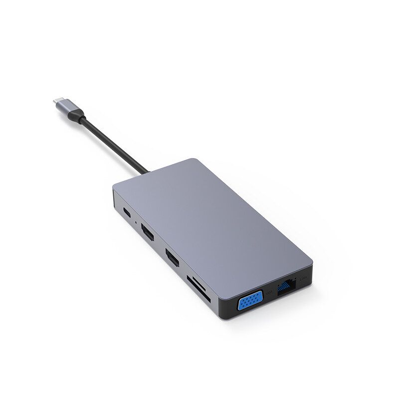 Blueendless 12 In 1 Hub Docking Station Adapter With USB 3.0 * 2 / USB 2.0 / 100W Type- PD / Dual 4K HD Displayport / 1080P VGA / RJ45 Internet / 3.5mm Audio Jack / Memory Card Readers