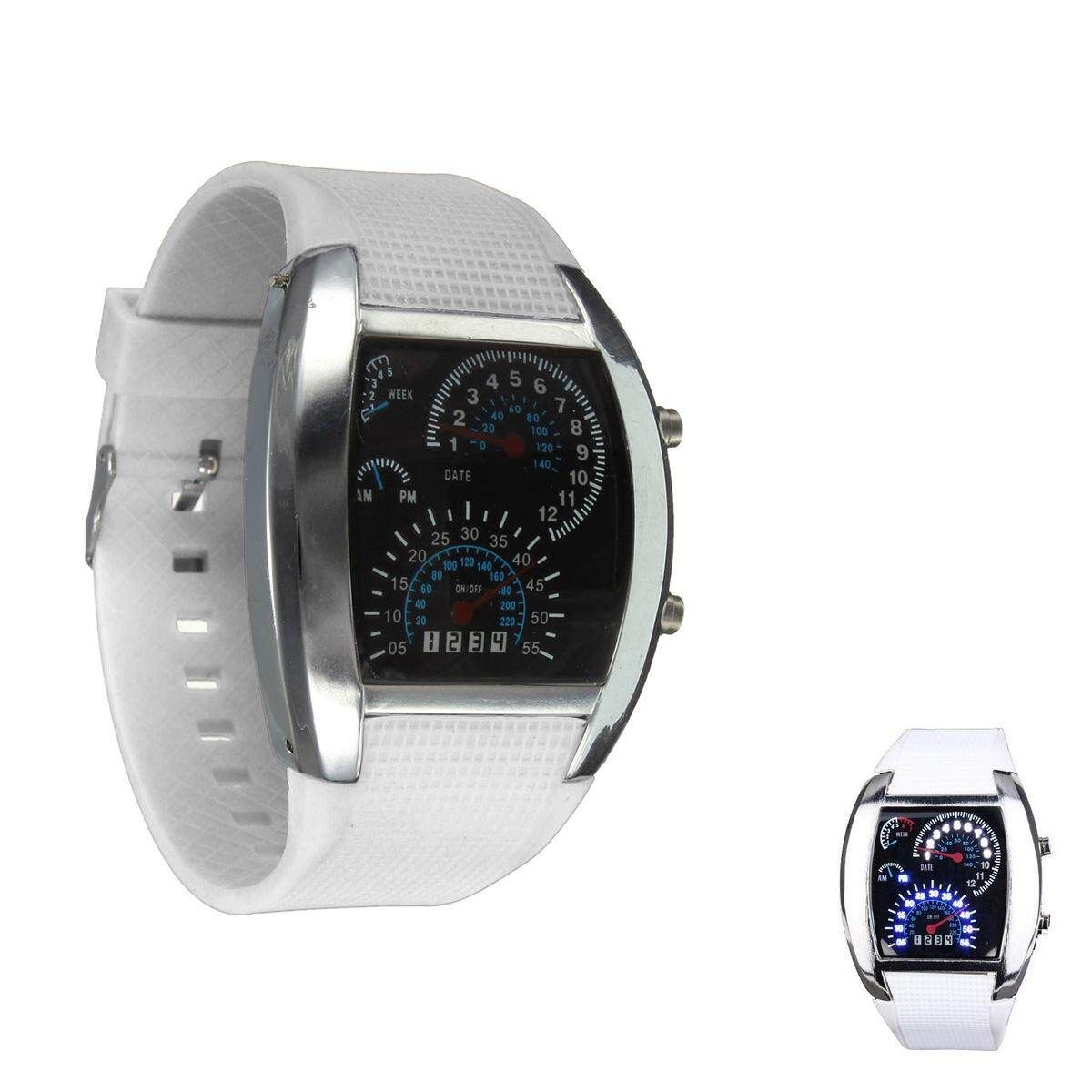 Unisex Fashional Square Silicone Rubber Band Blue Binary DOT LED Display Wrist Watch Watch BLACK, RED, BLUE, WHITE, COFFEE White
