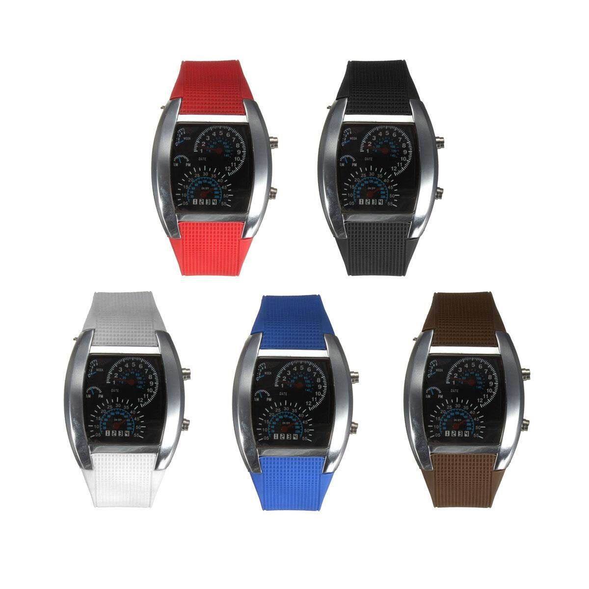 Unisex Fashional Square Silicone Rubber Band Blue Binary DOT LED Display Wrist Watch Watch BLACK, RED, BLUE, WHITE, COFFEE White