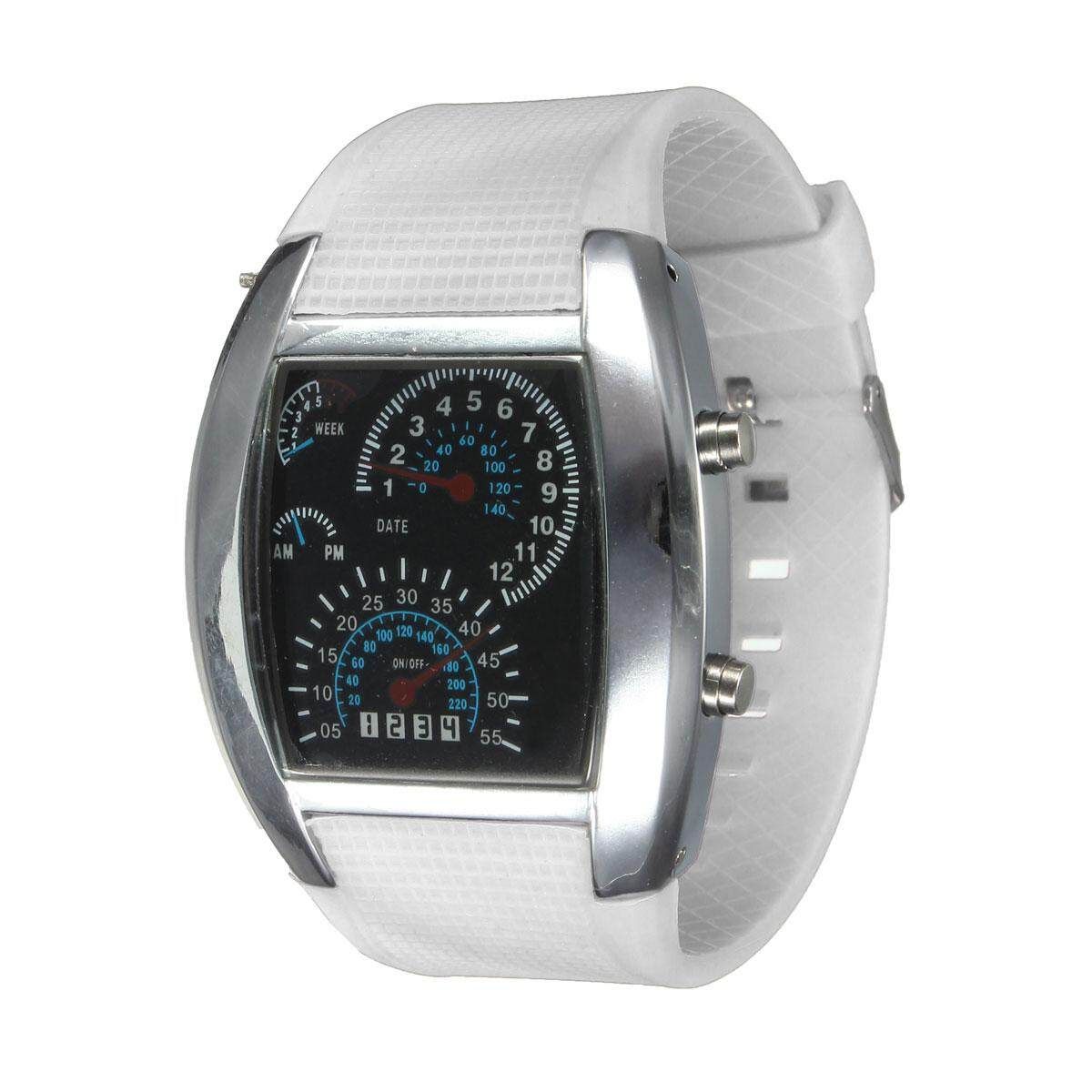 Unisex Fashional Square Silicone Rubber Band Blue Binary DOT LED Display Wrist Watch Watch BLACK, RED, BLUE, WHITE, COFFEE White