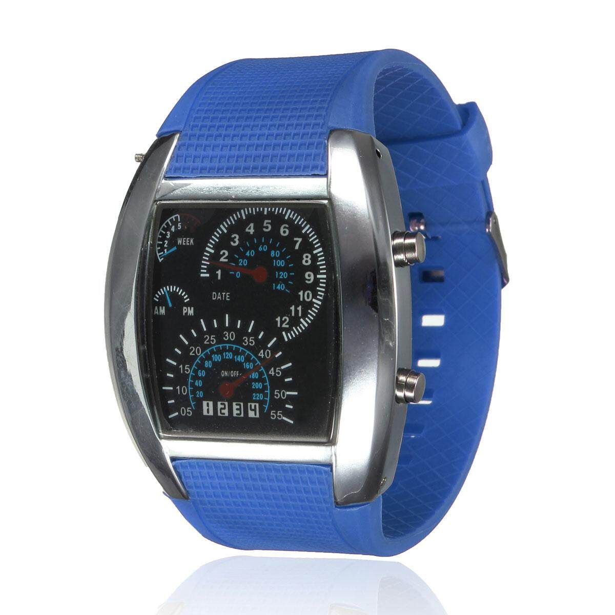 Unisex Fashional Square Silicone Rubber Band Blue Binary DOT LED Display Wrist Watch Watch BLACK, RED, BLUE, WHITE, COFFEE White