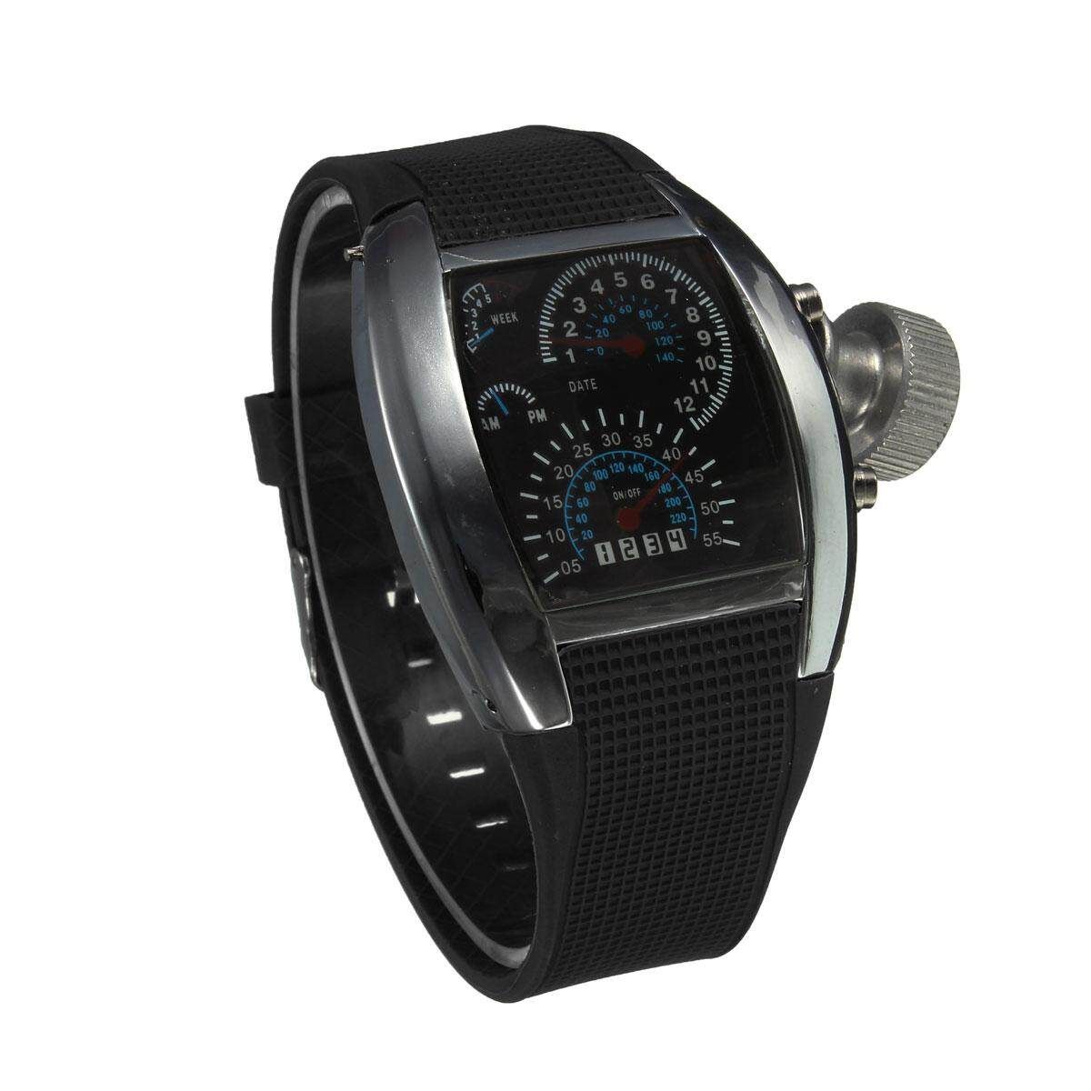 Unisex Fashional Square Silicone Rubber Band Blue Binary DOT LED Display Wrist Watch Watch BLACK, RED, BLUE, WHITE, COFFEE White