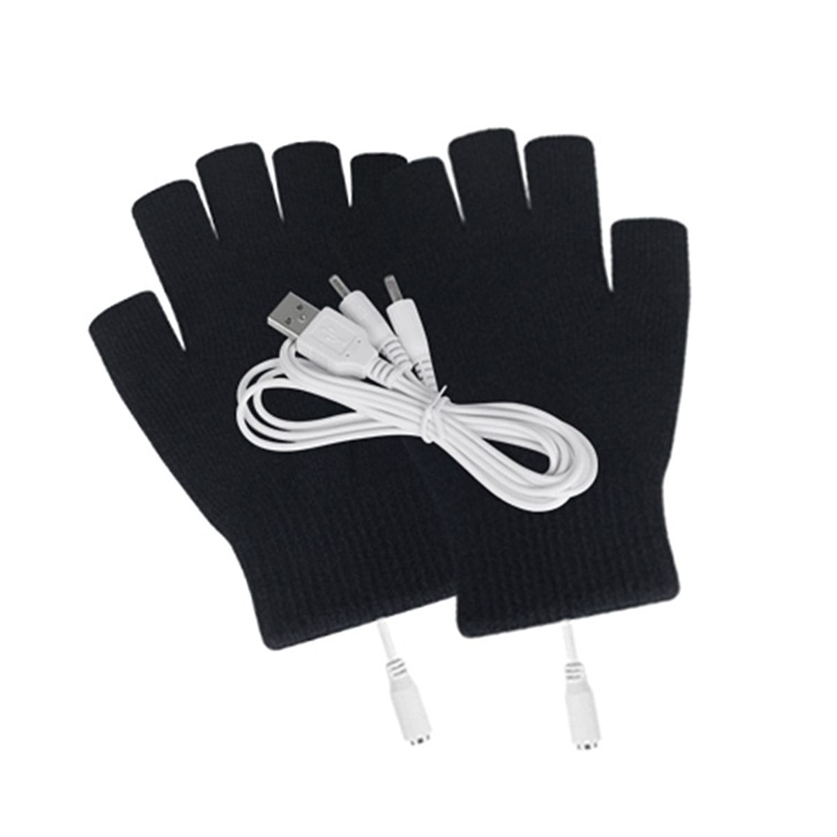 1 Pair Electric Gloves Knitted Warm Heated Thermal Gloves Black