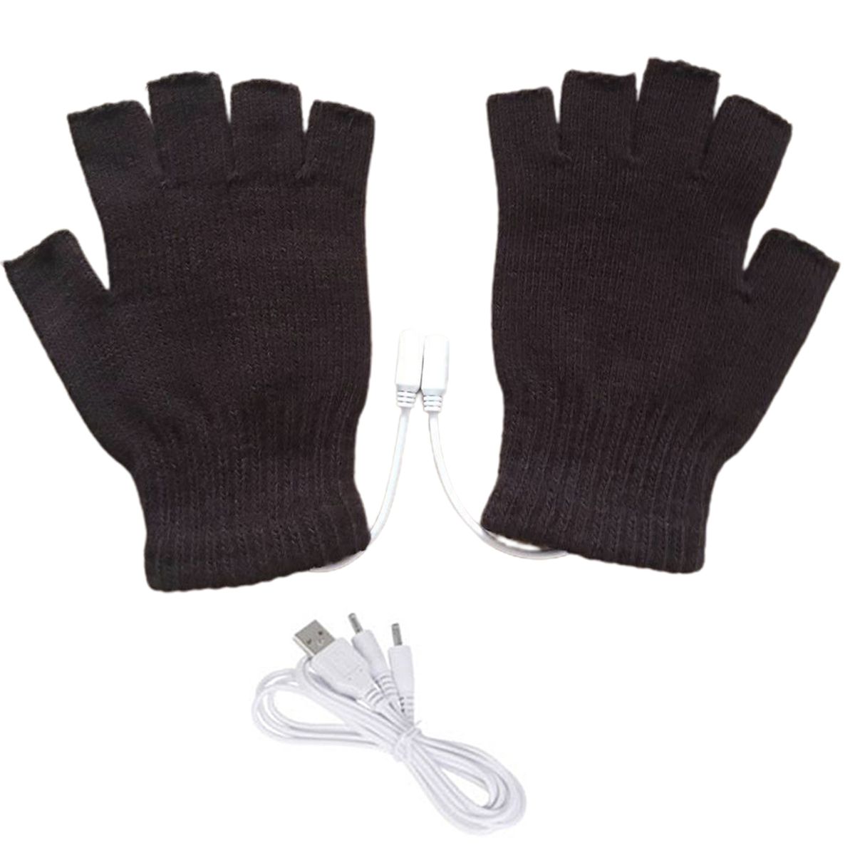 1 Pair Electric Gloves Knitted Warm Heated Thermal Gloves Coffee