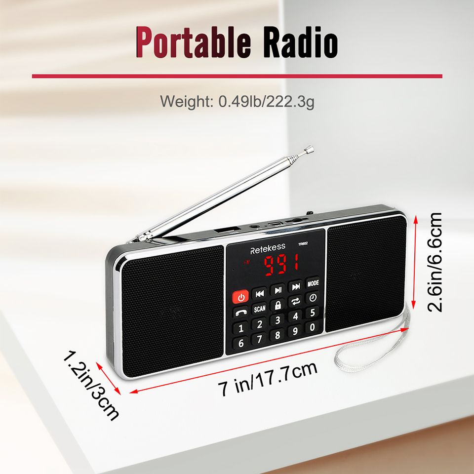 TR602 Digital Portable Radio AM FM Bluetooth Speaker Stereo MP3 Player