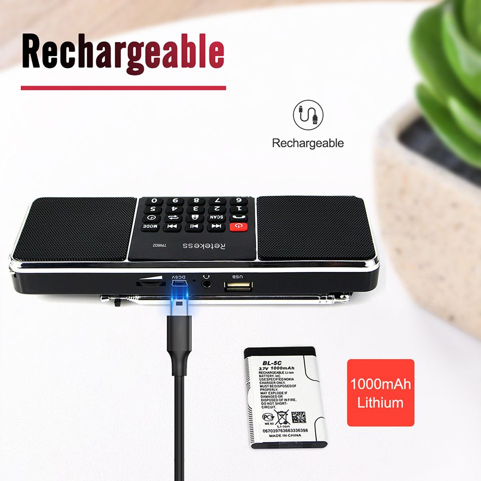TR602 Digital Portable Radio AM FM Bluetooth Speaker Stereo MP3 Player