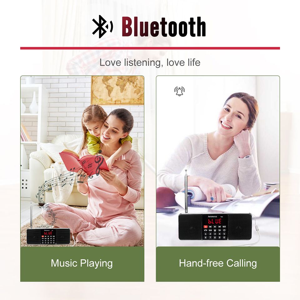 TR602 Digital Portable Radio AM FM Bluetooth Speaker Stereo MP3 Player