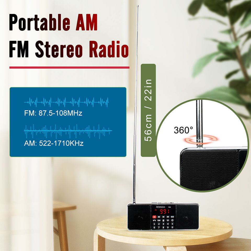 TR602 Digital Portable Radio AM FM Bluetooth Speaker Stereo MP3 Player
