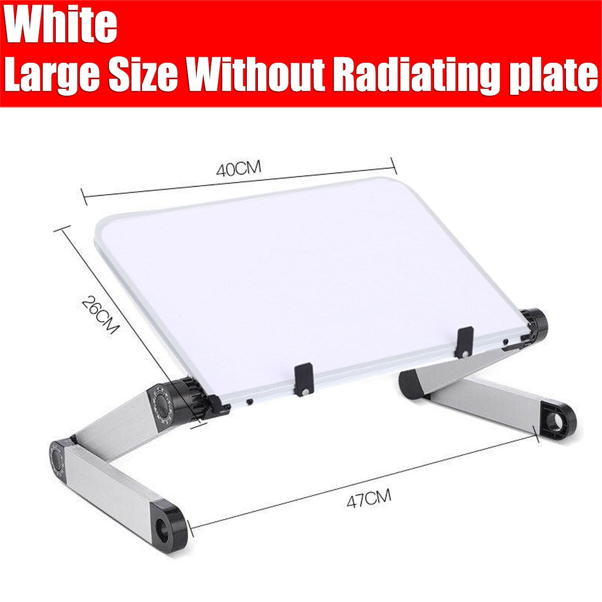 (40x26cm) Portable 360° Adjustable Aluminum Laptop Stand Desk Table With Adjustable Stand With Plate Mouse Board Ergonomic Design For Using In Bed,Sofa Carpet Gifts -- Black / White White-No Radiator Plate