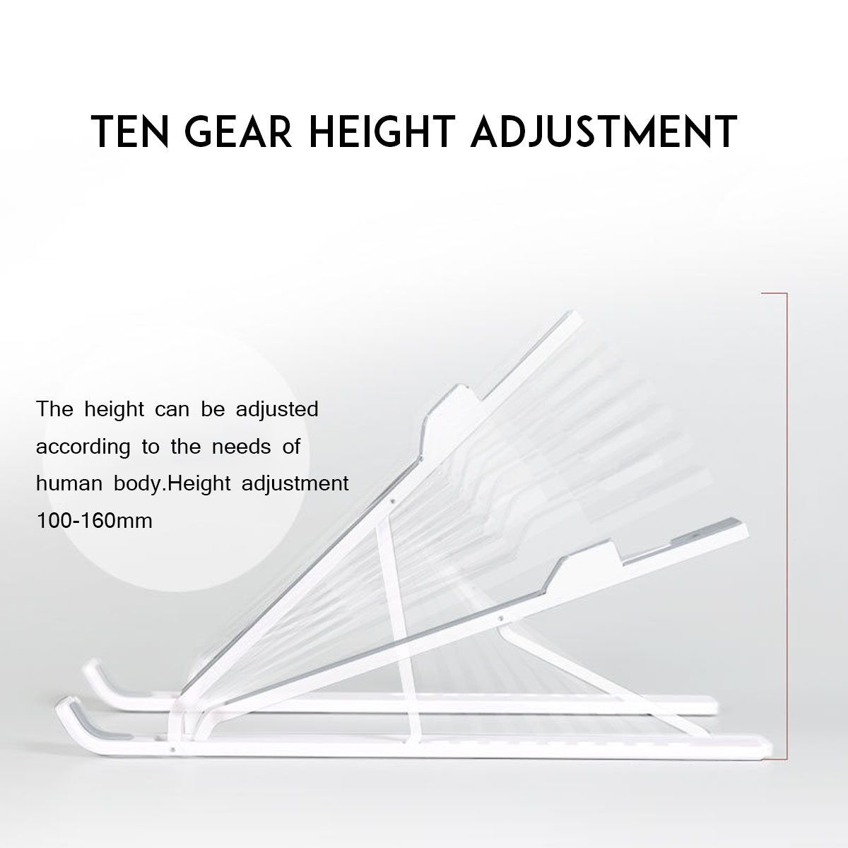 Portable Adjustable Laptop Notebook Table Stand Tray Lazy Computer Foldable Desk Ten Height Adjustment With 11-17 Inch Tablet Notebook Computers White