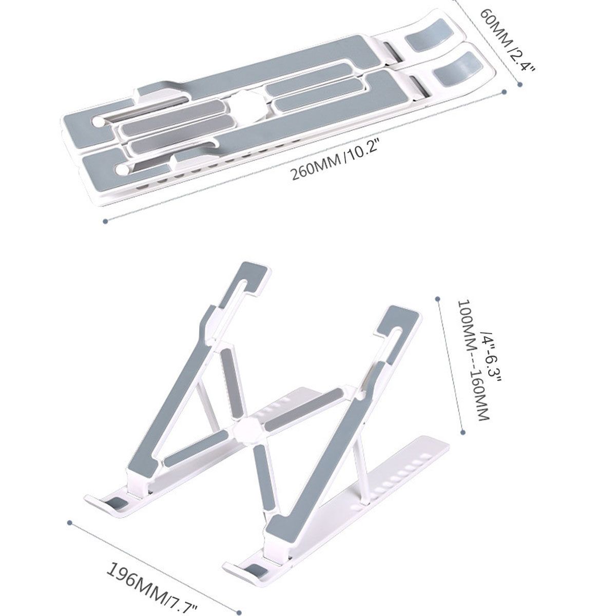Portable Adjustable Laptop Notebook Table Stand Tray Lazy Computer Foldable Desk Ten Height Adjustment With 11-17 Inch Tablet Notebook Computers White