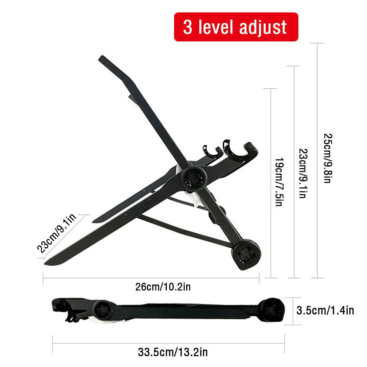 (3 Levels Adjustable) Folding Laptop Table Desk Stand Mount Portable Notebook Anti-slip Holder For Bedroom Office Business Travel Work
