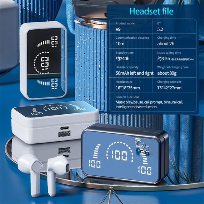 TWS S20 Wireless Bluetooth 5.2 Earphones LED Display Touch Control Earbuds Mirror Function Earphones