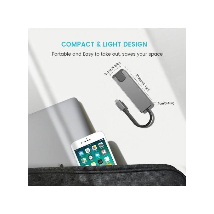 5 In 1 USB Type C Hub HDMI Rj45 Lan Adapter For Macbook Pro