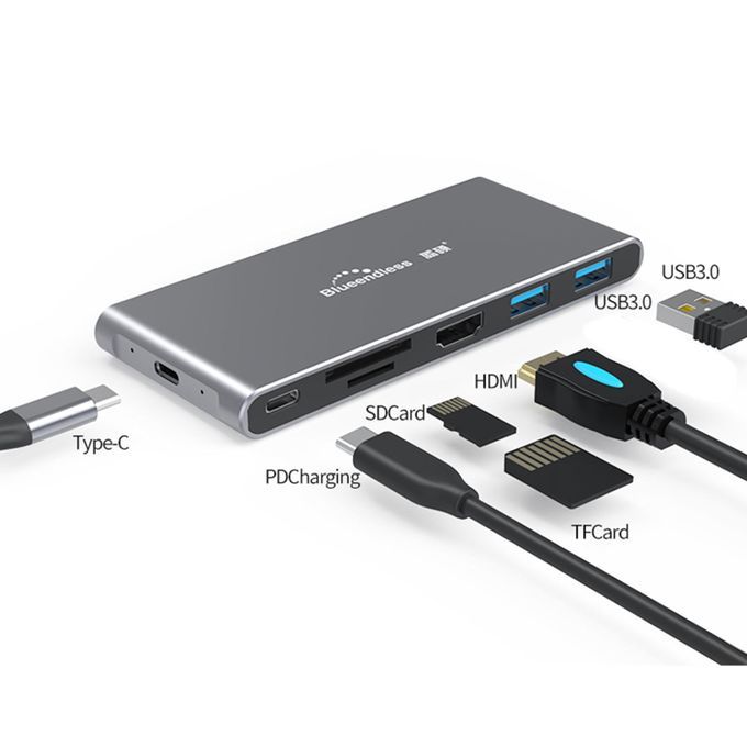 USB C Docking Station Video Dual 4K HDMI For Windows 6 In 1