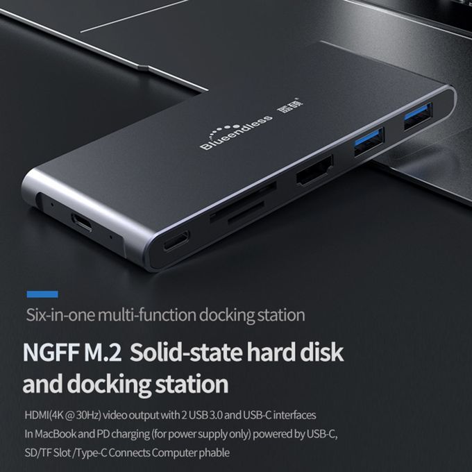 USB C Docking Station Video Dual 4K HDMI For Windows 6 In 1
