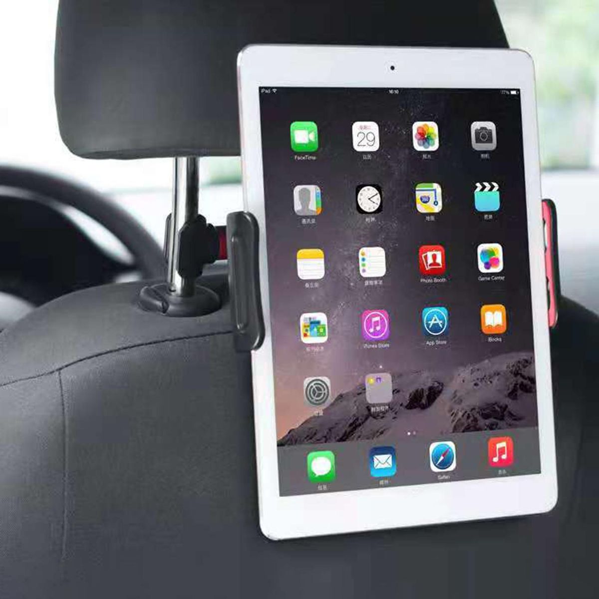 Car Mount Adjustable Clip Car Rear Pillow Phone Holder Black