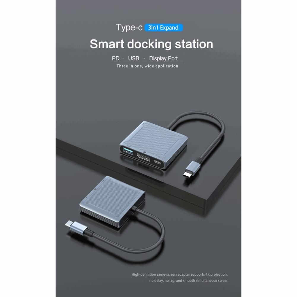 3 in 1 USB Type C Docking Station Type C to Display Port USB 30 with PD 100W 8K@60Hz 4K@144Hz Converter for Mackbook DP