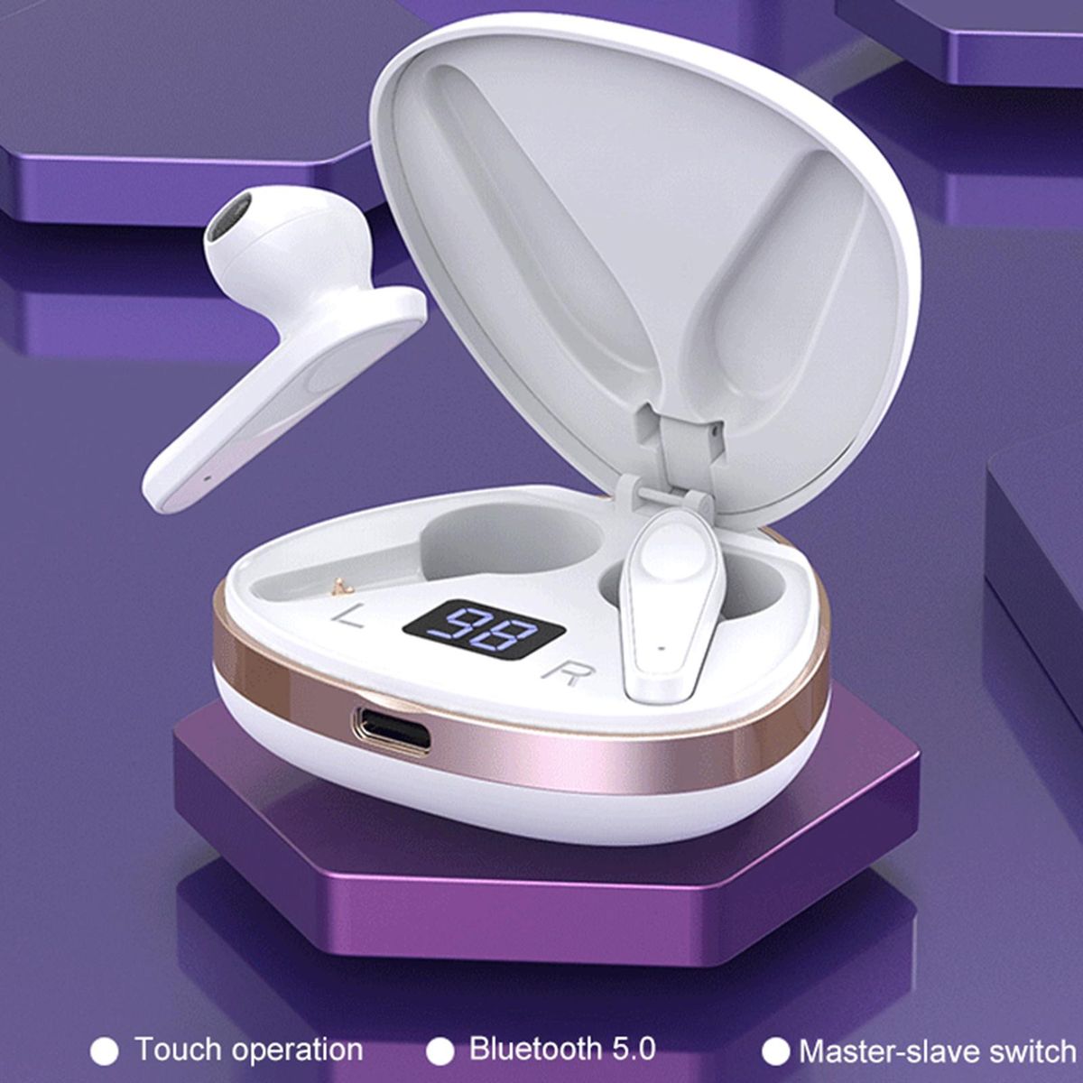 X19 Bluetooth-compatible 5.1 Smart-touch In-ear-Pink