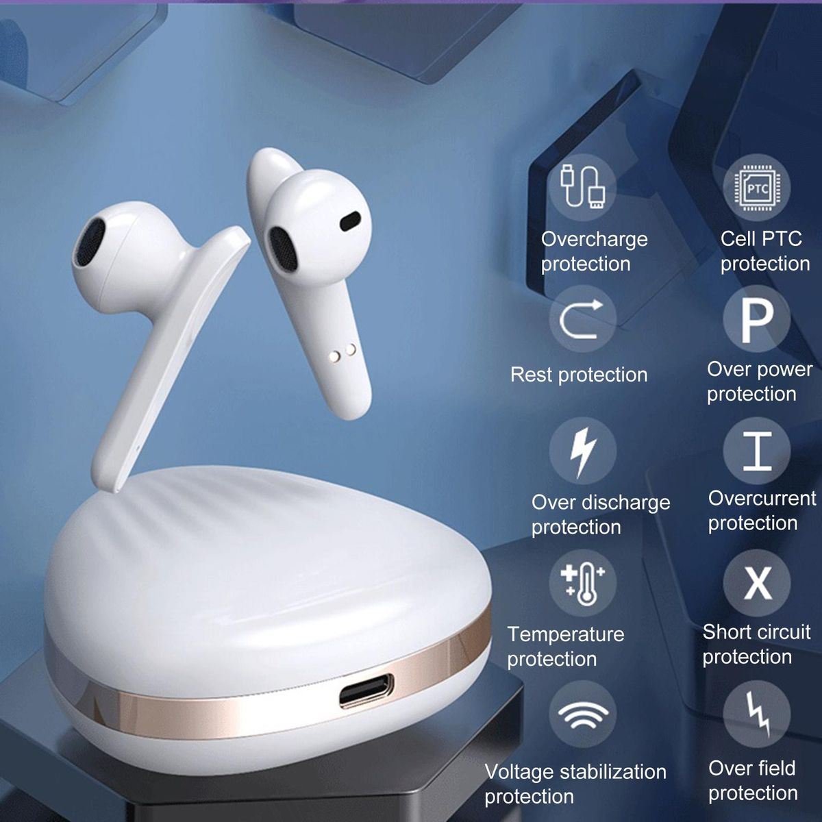 X19 Bluetooth-compatible 5.1 Smart-touch In-ear-Pink
