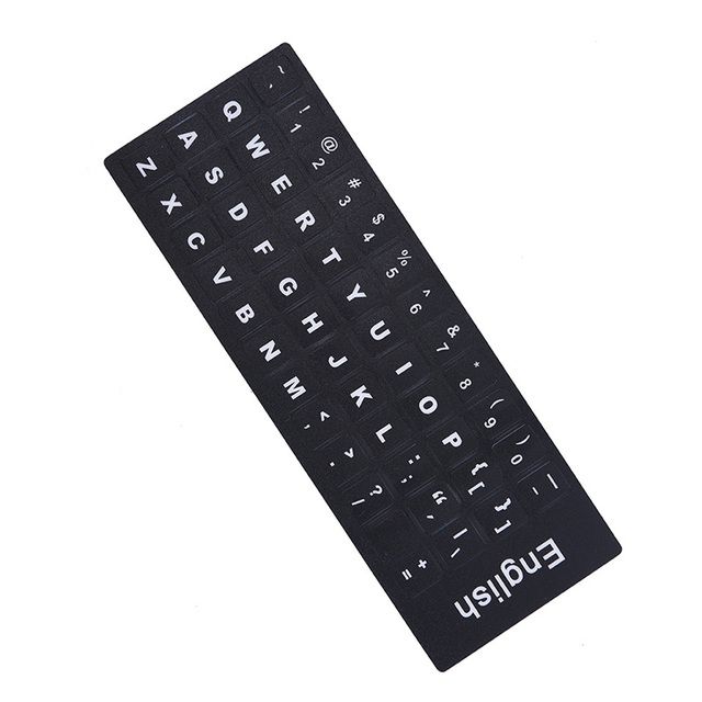 English Keyboard Replacement Stickers White On Black Any Pc