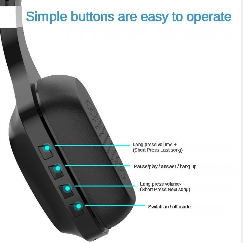 Bluetooth gaming headset with removable microphone, black