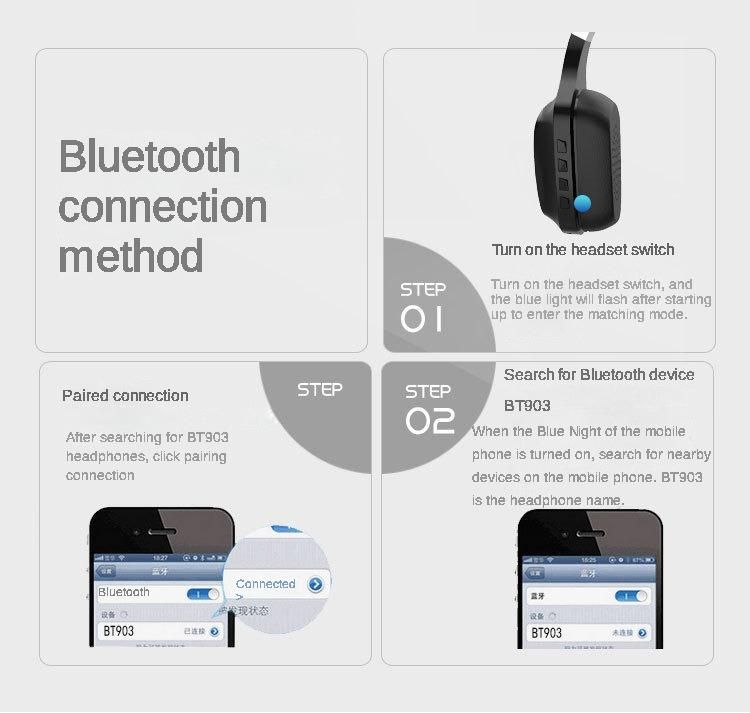 Bluetooth gaming headset with removable microphone, black
