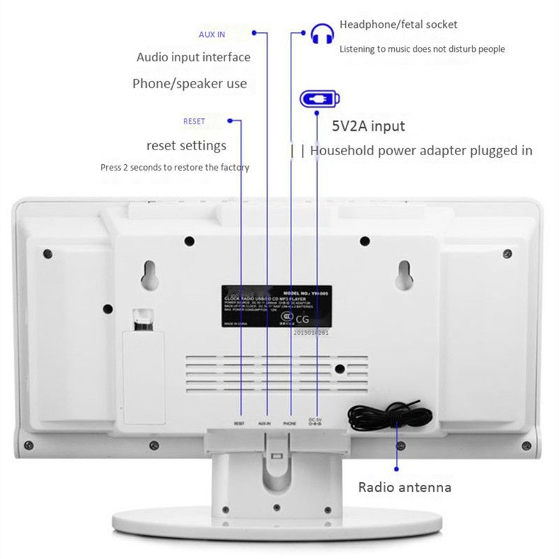 Portable CD Player Mobile Phone Bluetooth Speaker Alarm Clock Controlled Sound FM Radio Leaning Machine MP3 Music AUX Playback