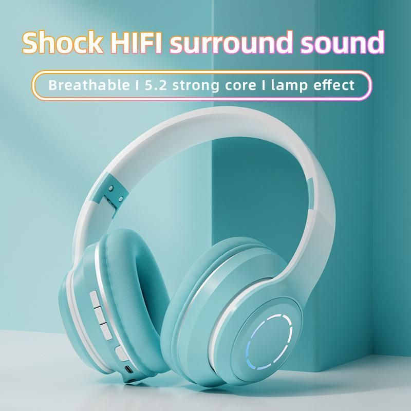 Wireless Bluetooth Headset Gradient Color Lighting Gaming Headphones Green