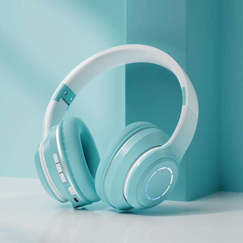 Wireless Bluetooth Headset Gradient Color Lighting Gaming Headphones Green