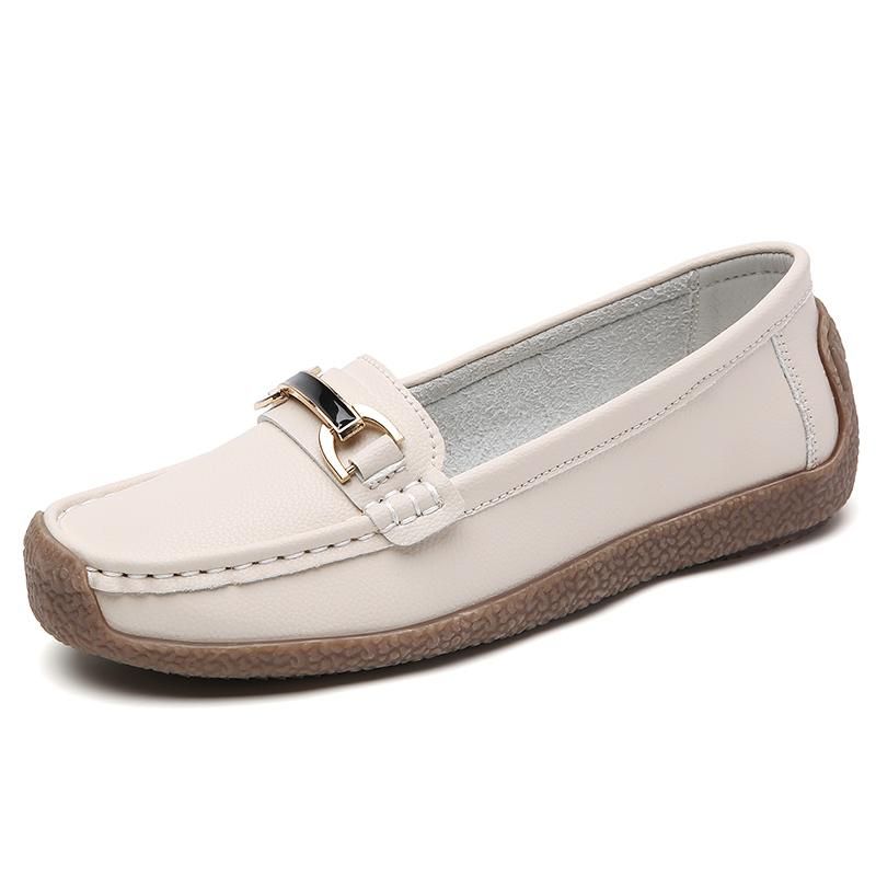 Women's Flat Shoes Versatile Women's Leather Shoes Spring Soft Sole Casual Shoes Plus Size Genuine