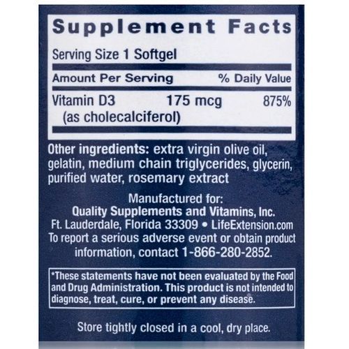 Vitamin D3 175MCG,7000 IU, 60 Softgels