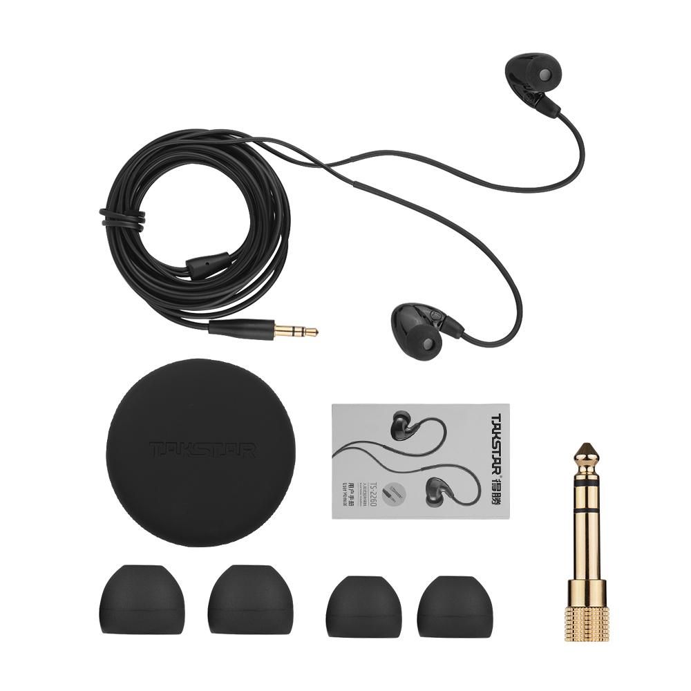 TAKSTAR TS-2260 In Ear Headphones Wired Noise Cancelling Earbuds with 6.3mm Interface Adapter for Recording Monitoring Music Appreciation