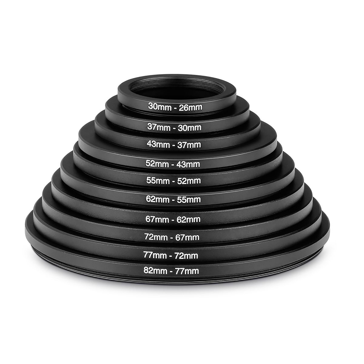 Neewer® 10 Pieces Anodized Black Metal Step-Down Adapter Ring Set