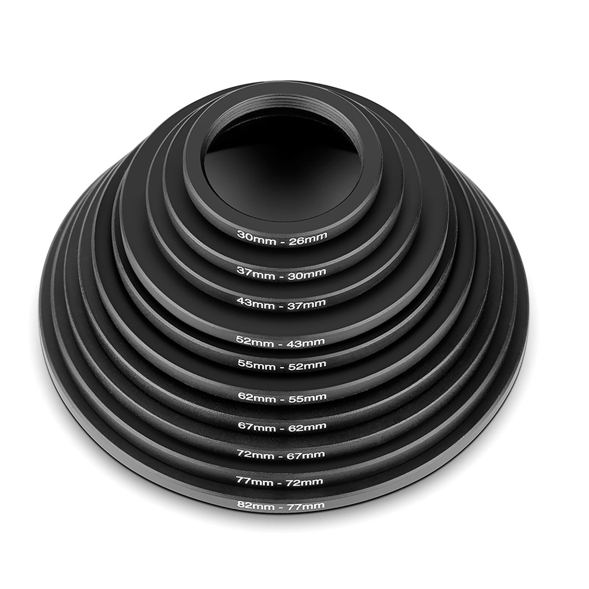 Neewer® 10 Pieces Anodized Black Metal Step-Down Adapter Ring Set