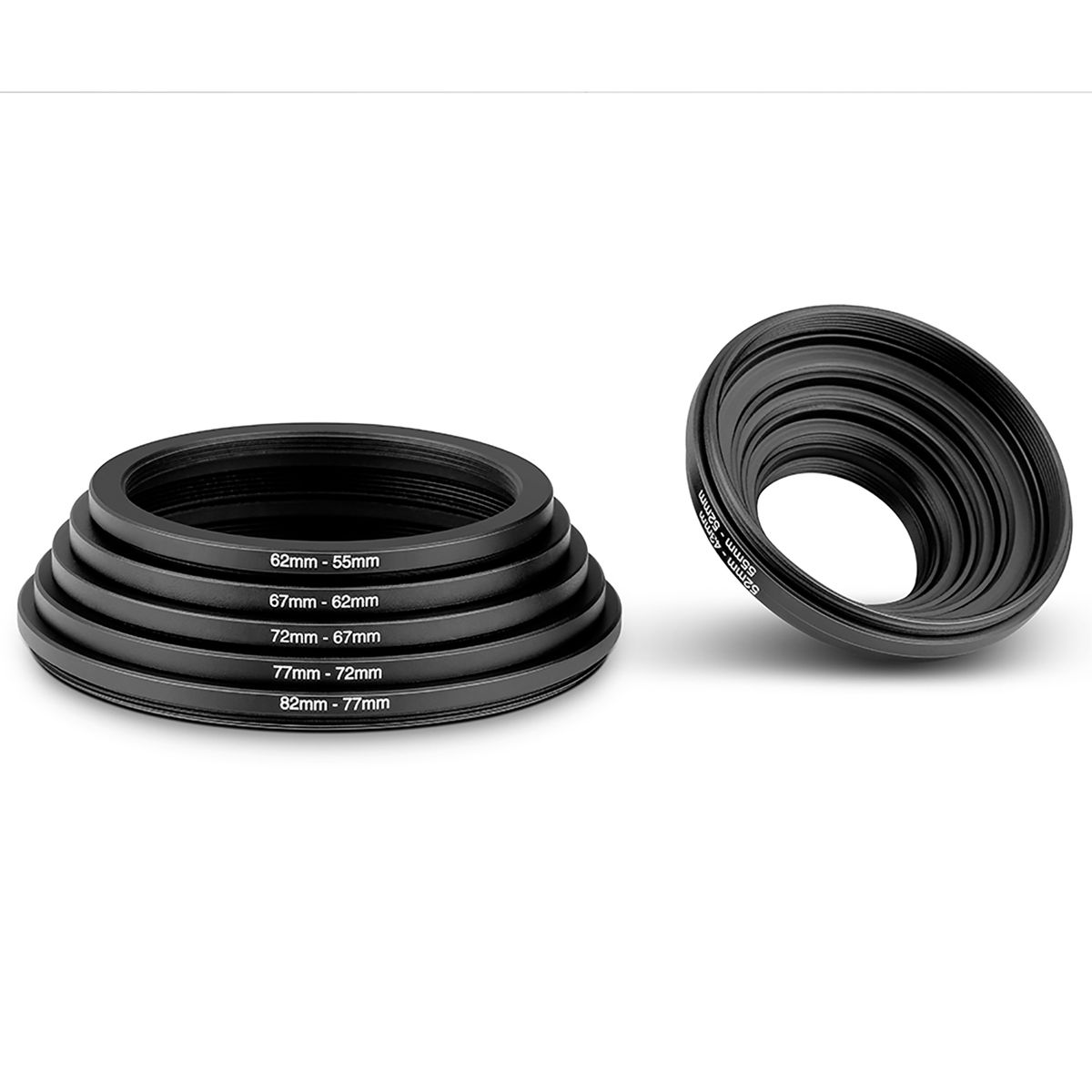 Neewer® 10 Pieces Anodized Black Metal Step-Down Adapter Ring Set