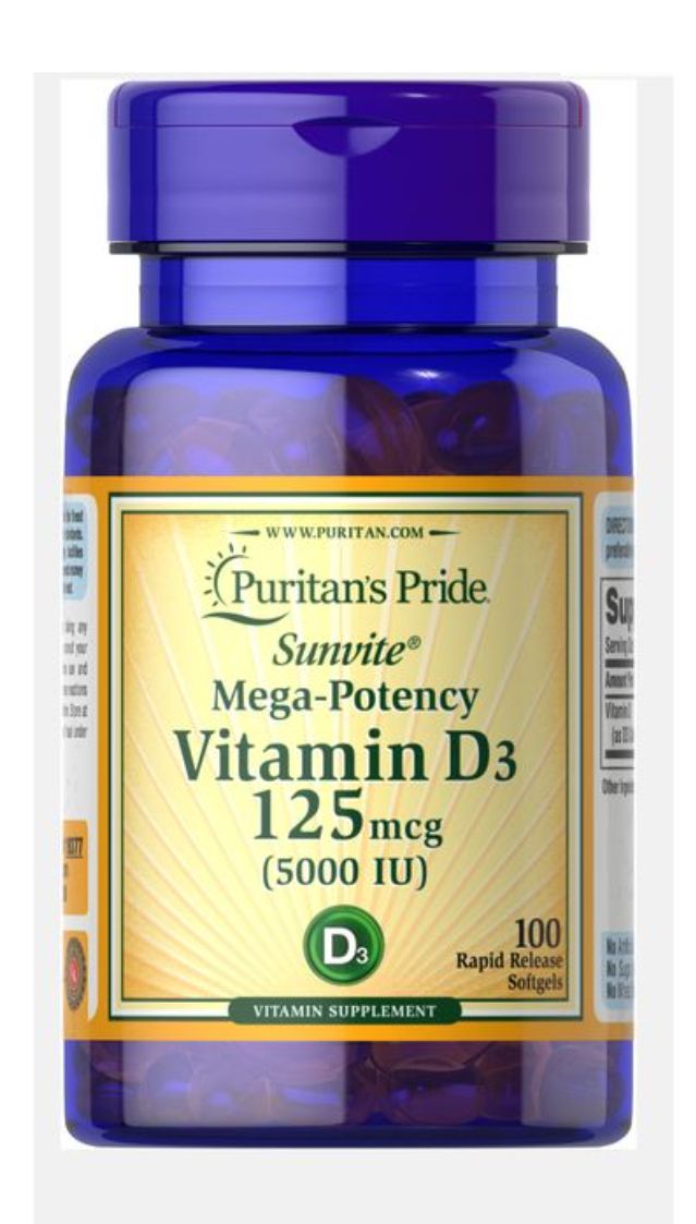 Vitamin D3 125mcg (5000 IU) - 100 Softgels