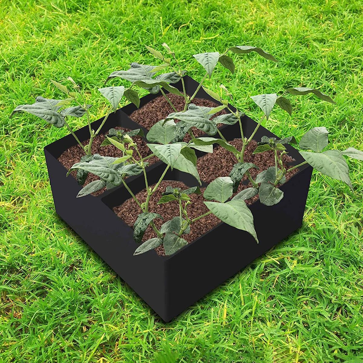 Non-woven Fabric Grow Bags 4-grid Breathable Non-woven for Potatoes Black