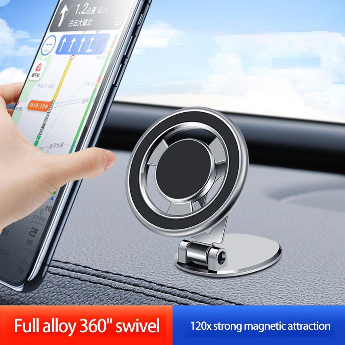 1 Set Car Phone Mount Angle Free Adjustment Mobile Phone Holder Silver