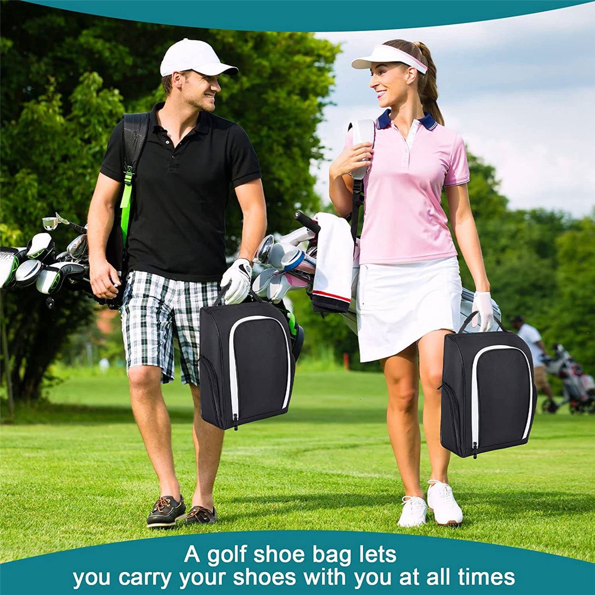 2 Pcs Golf for Travel Zippered Sports Shoe Carrier Bags
