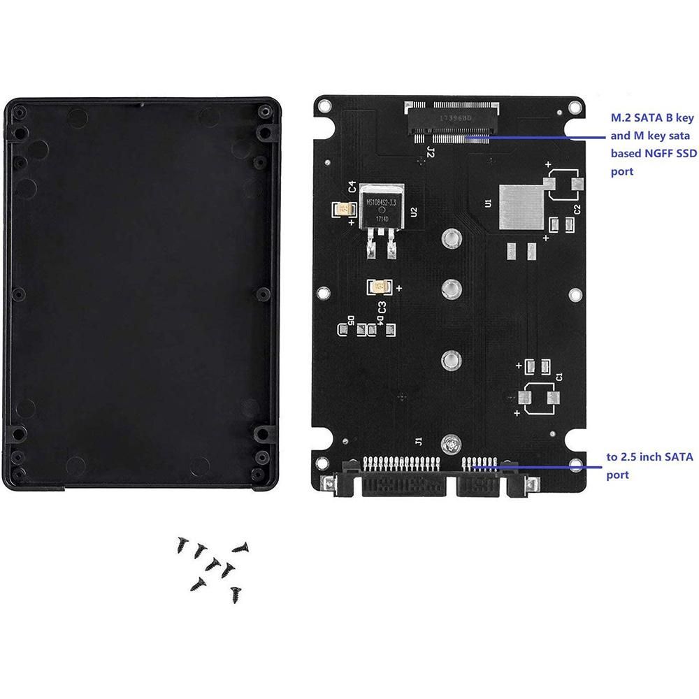 M.2 NGFF to 2.5 Inch SATA SSD/MSATA to SATA Adapter Card Case B Key for PC Adapter M2 +M Desktop Socket NGFF