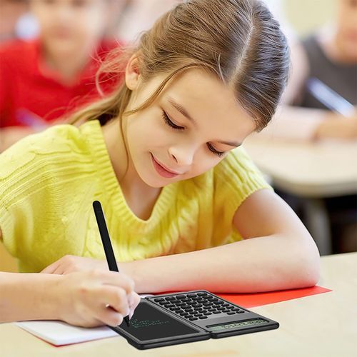 Portable 6.0 Inch Calculator Writing Tablet Smart LCD Graphics Handwriting Pad Board Drawing Tablet USB Rechargeable Foldable Black