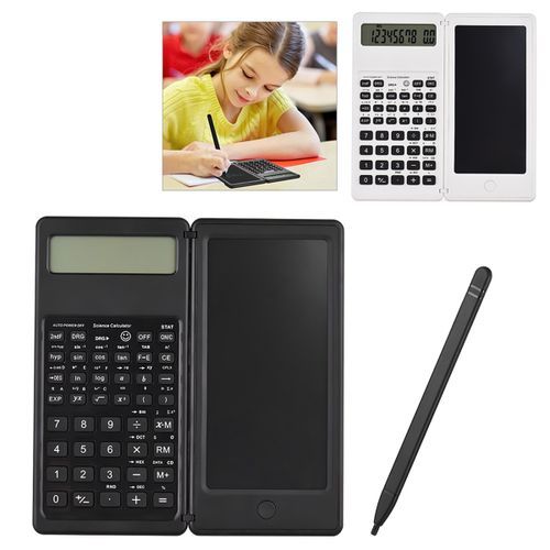 Portable 6.0 Inch Calculator Writing Tablet Smart LCD Graphics Handwriting Pad Board Drawing Tablet USB Rechargeable Foldable Black