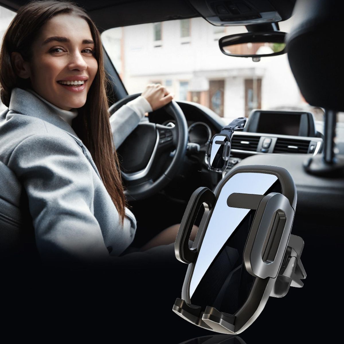Car Phone Bracket Car Dashboard Mobile Phone Clip Mount Stand Black