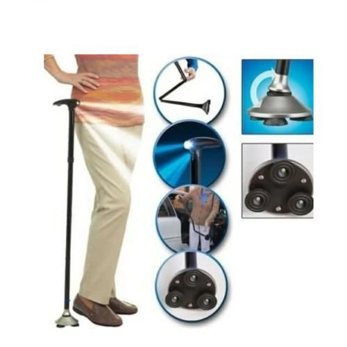 Solid Adjustable Walking Stick + LED Light