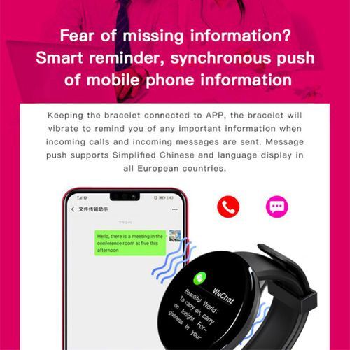 D18 Bluetooth 1.3 R Inch IP65 Waterproof Smart Watch Fitness