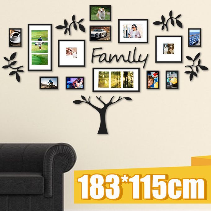 17Pcs Photo Frame Family Tree Set Picture Hanging Decor Wall