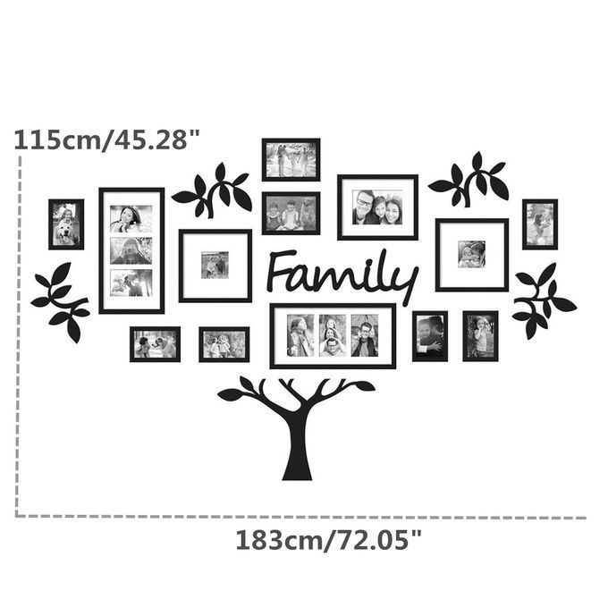 17Pcs Photo Frame Family Tree Set Picture Hanging Decor Wall