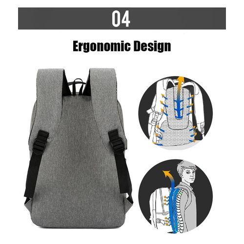 Backpack With USB Port-Grey
